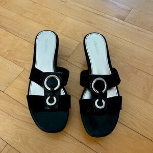 Calvin Klein Black Sandals: Size 8
